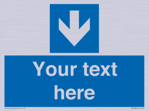 Custom Mandatory directional sign, blue arrow down